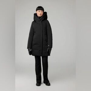 SOIA & KYO - CAMELIA Slim Fit Brushed Down Coat with Leather Trims